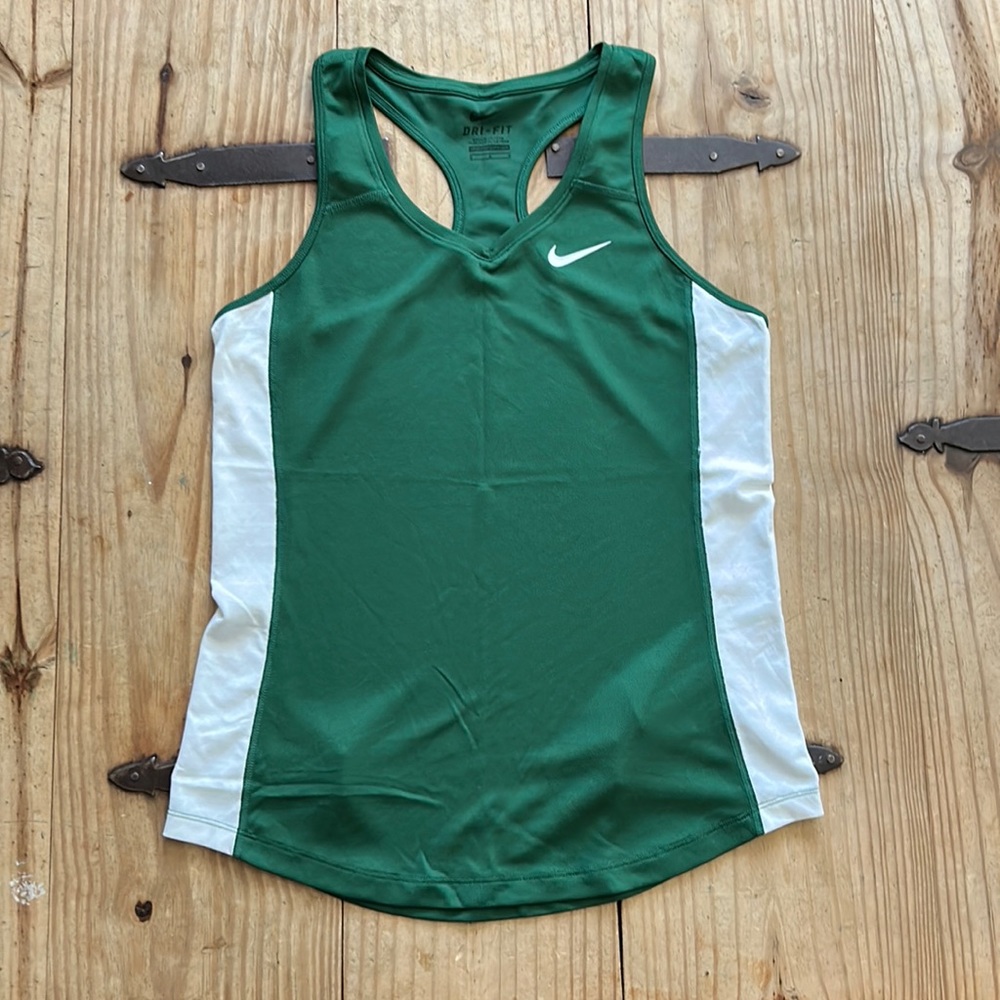 Nike Green and White Tank Top